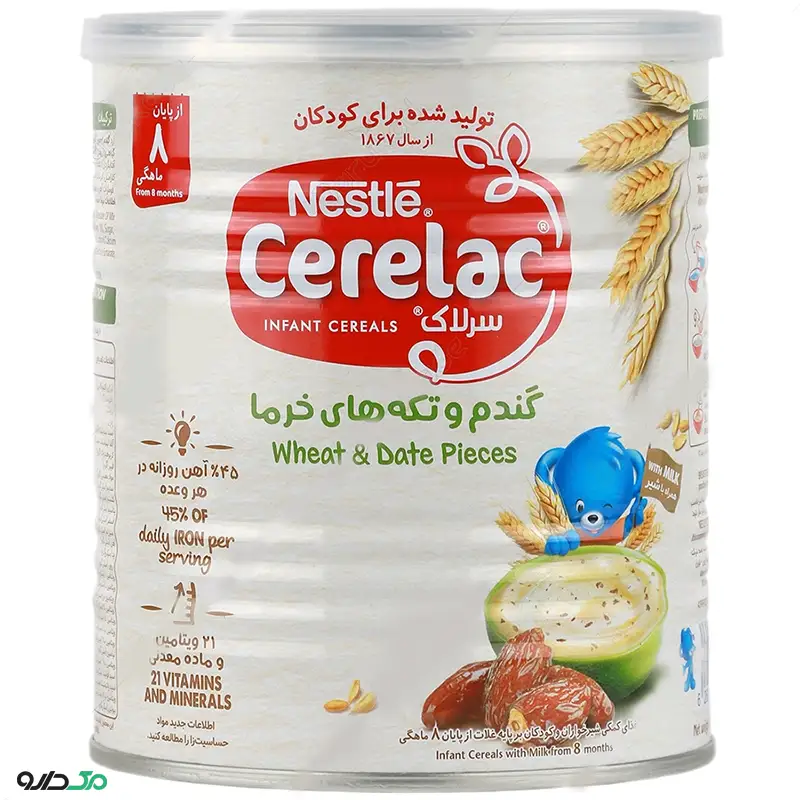 سرلاک گندم و تکه های خرما با شیر +8 ماهگی نستله